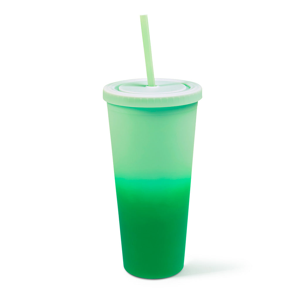 Fresh Iced Colorful Soda Drinks In Plastic Glass With Straws, For