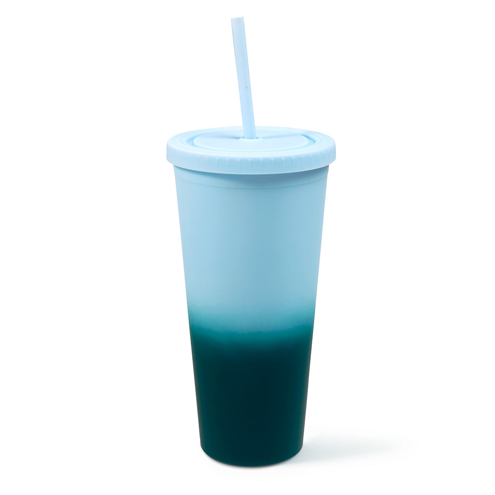 WEST & FIFTH Reusable Cold-Cup Tumbler with Straw and Super Soft Matte  Coating, 24 Ounces, Baby Blue