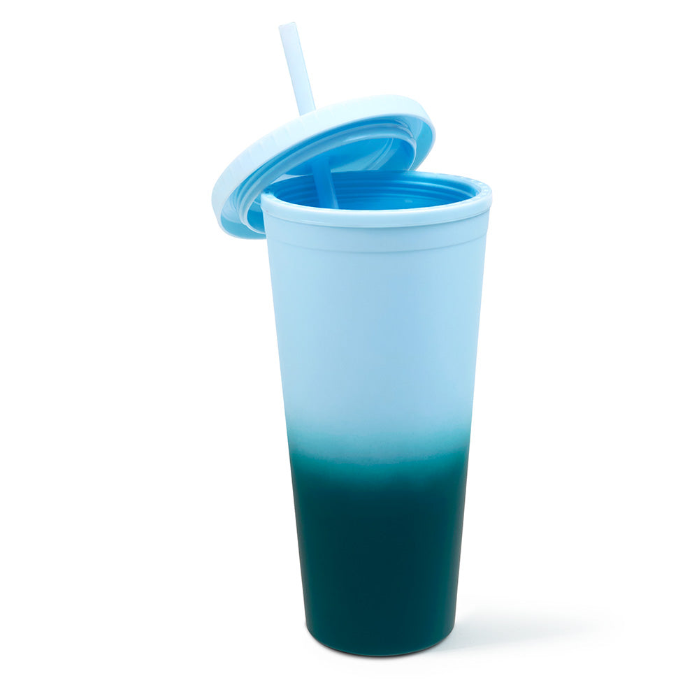 WEST & FIFTH Reusable Cold-Cup Tumbler with Straw and Super Soft Matte  Coating, 24 Ounces, Baby Blue