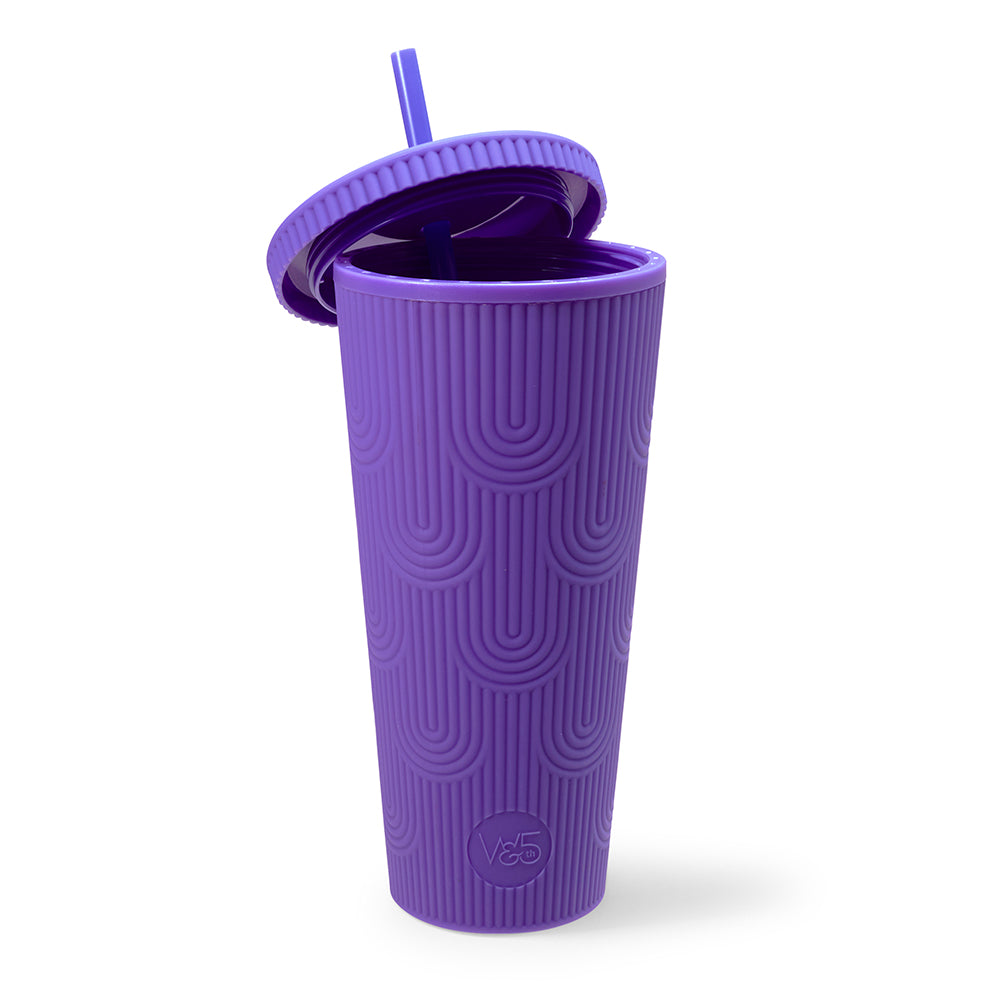 Clear Tumbler With Purple Lid