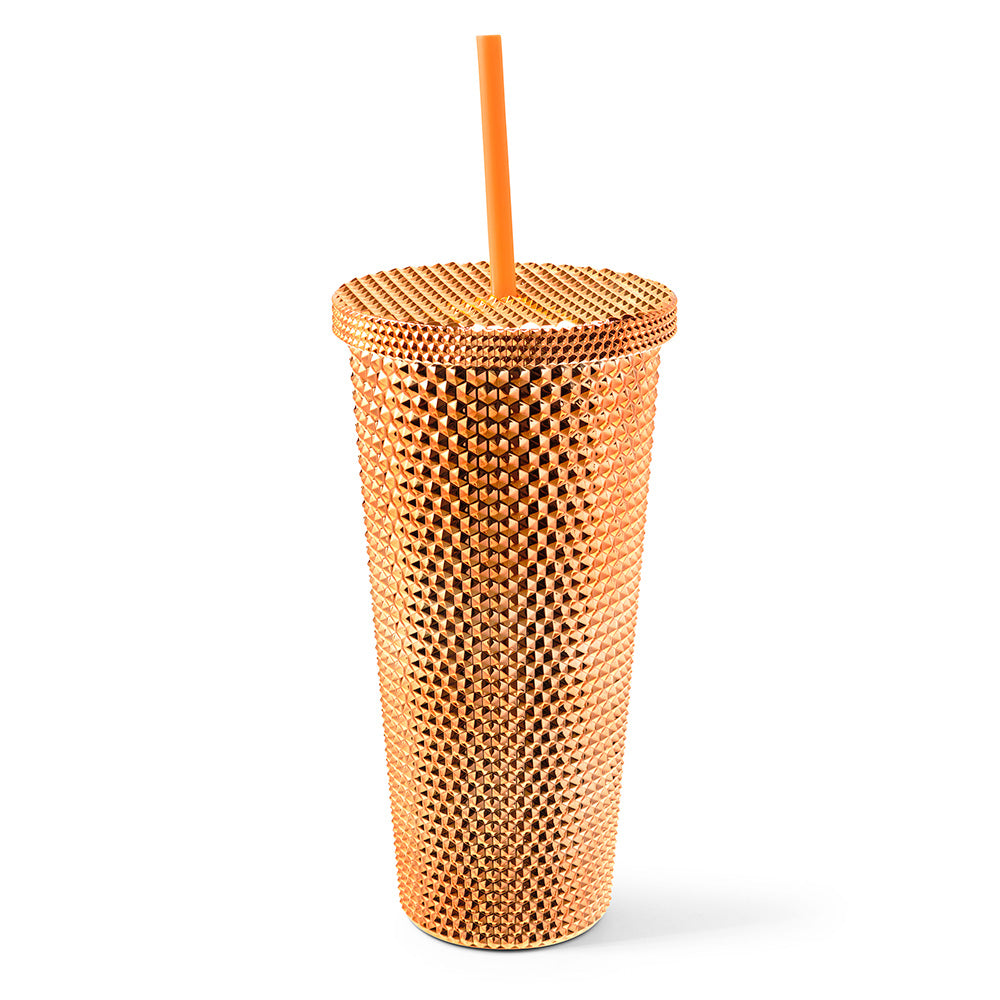 PREORDER Castle Inspired Rose Gold Design on Navy Studded Tumbler w/ S