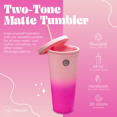 West & Fifth Hot Pink Double Wall Matte Rubber Coated Tumbler w/Straw –  Aura In Pink Inc.