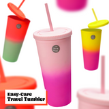 Two Tone Rubber Coated Tumbler- Peach to Mint