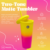 Two Tone Rubber Coated Tumbler- Yellow to Fuchsia