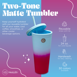 Two Tone Rubber Coated Tumbler- Light Blue to Fuchsia