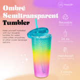 Studded Tumbler Semi-Transparent- Ombre Blue, Green, Yellow & Pink