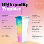 Studded Tumbler Semi-Transparent- Ombre Blue, Green, Yellow & Pink
