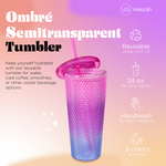 Studded Tumbler Semi-Transparent- Ombre Pink & Purple