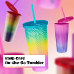 Studded Tumbler Semi-Transparent- Ombre Pink & Purple