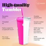 Rubber Coated Tumbler- Neon Pink