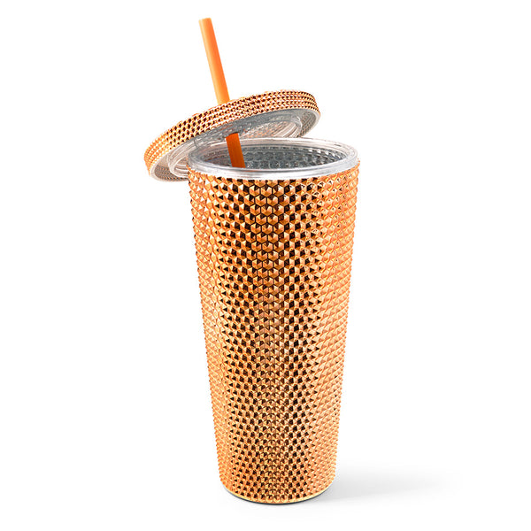 PREORDER Castle Inspired Rose Gold Studded Tumbler w/ Straw Topper